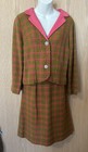 Vintage Brown W/ Pink Plaid Tweed Skirt Suit 60s — photo 1
