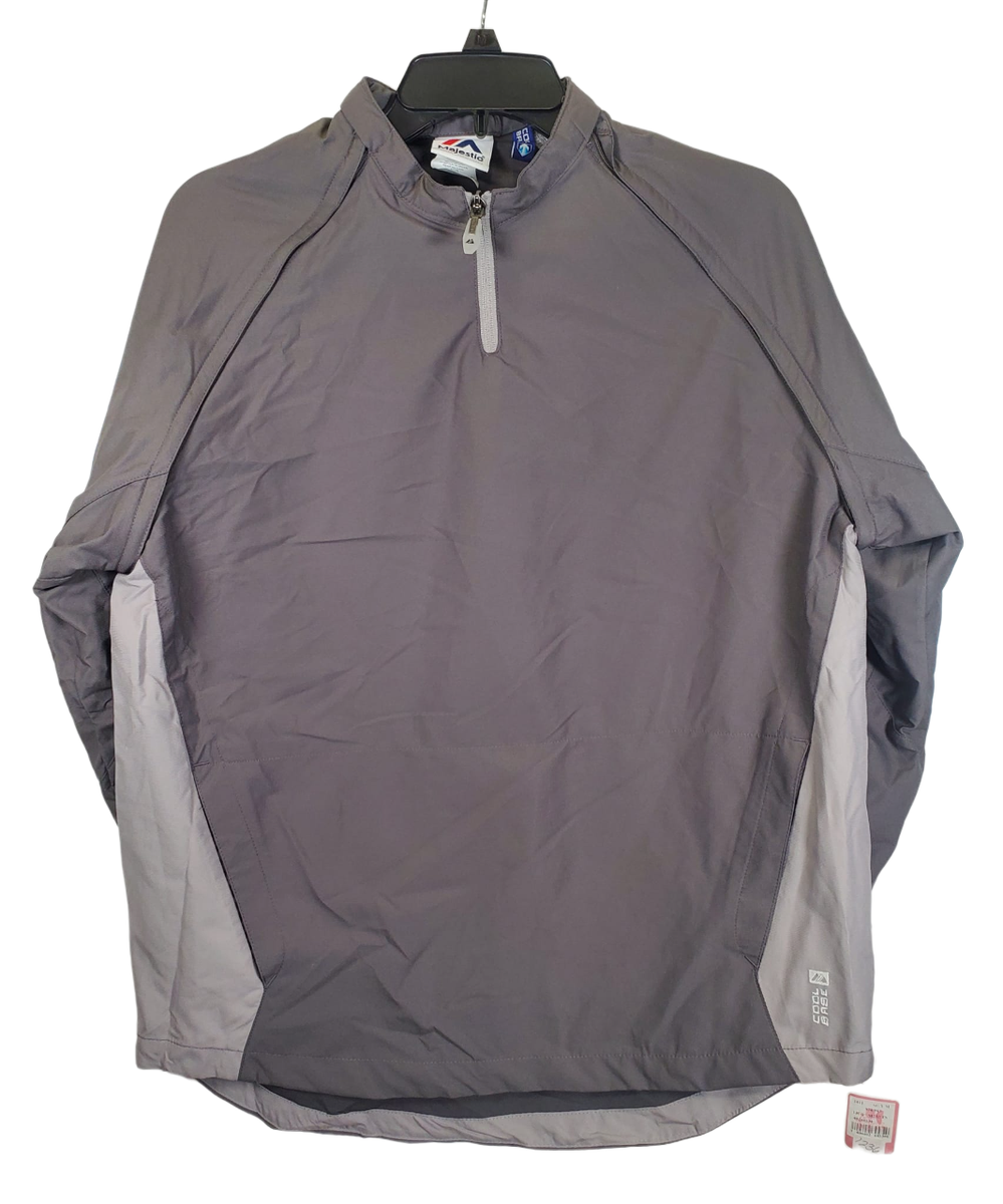 Majestic Men Cool Base Convertible Baseball Jacket LongSleeve,Gray/Silver, Small 400402674210