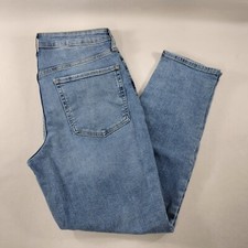 Old Navy O.G. Straight High Rise Button Fly Blue Denim Jeans Womens Size 12 Long