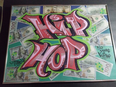 HIP HOP Graffiti Art Painting In Framed Glass. BRONX NYC 16 X 21 inches