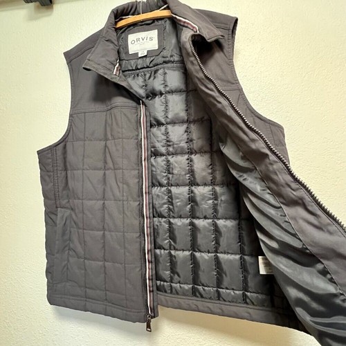 Orvis Puffer Quilted Grey Vest Mens Size L - Picture 7 of 14