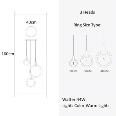 LED Pendant Light Bar Stair Chandelier Lighting Kitchen Lamp Ring Ceiling Lights