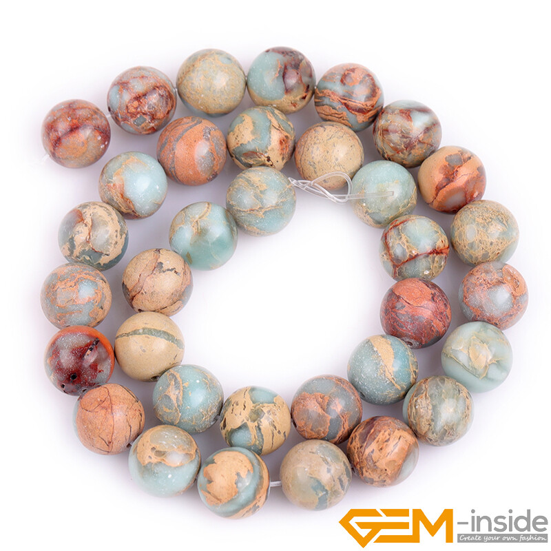 Perline Di Diaspro In Pelle Di Serpente Blu Naturale Pietra ShouShan Perline Sfuse Rotonde In Pietra - Foto 11