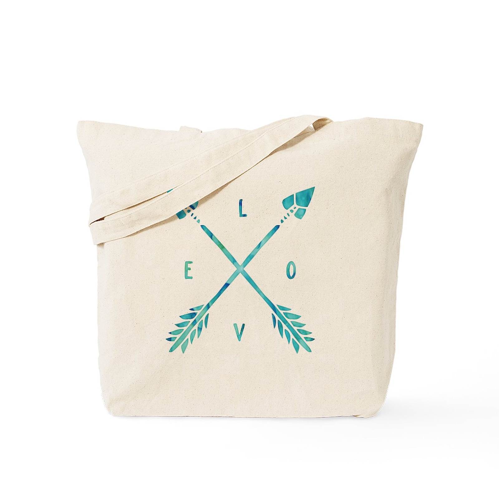 CafePress Turquoise Watercolor Love Arrows Tote Bag (1664634643)