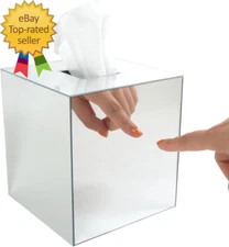 Jackcubedesign Overall Acrylic Mirror Square Tissue Box Cover Holder Napkin