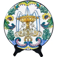 Ceramar Hand Painted Vintage Neo-Classical 9" Wall Plate-Spain-Excellent & Rare!