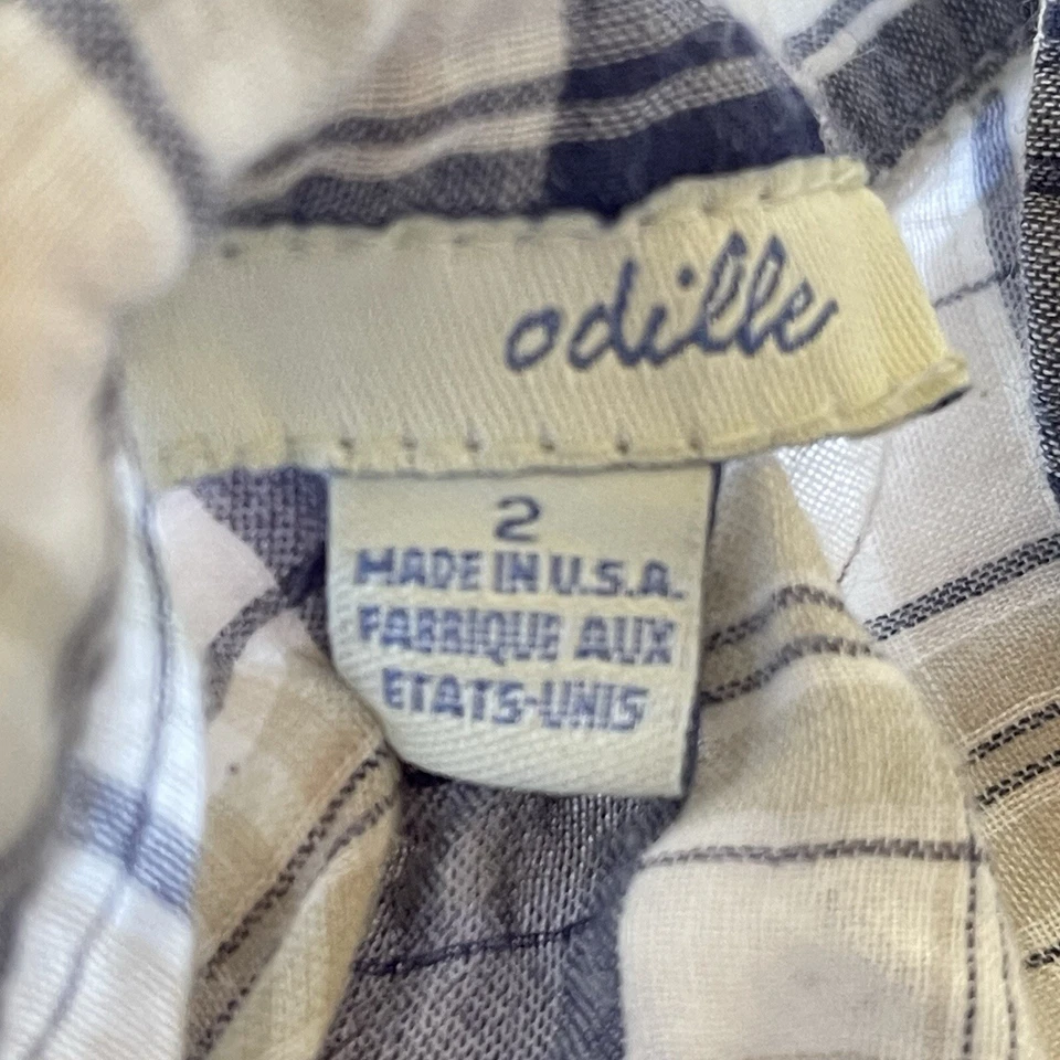 Odille Anthropologie Топ 2 Шотландские Швы Princess 3/4 Рукав Popover Placket Boho - Изображение 3 из 4