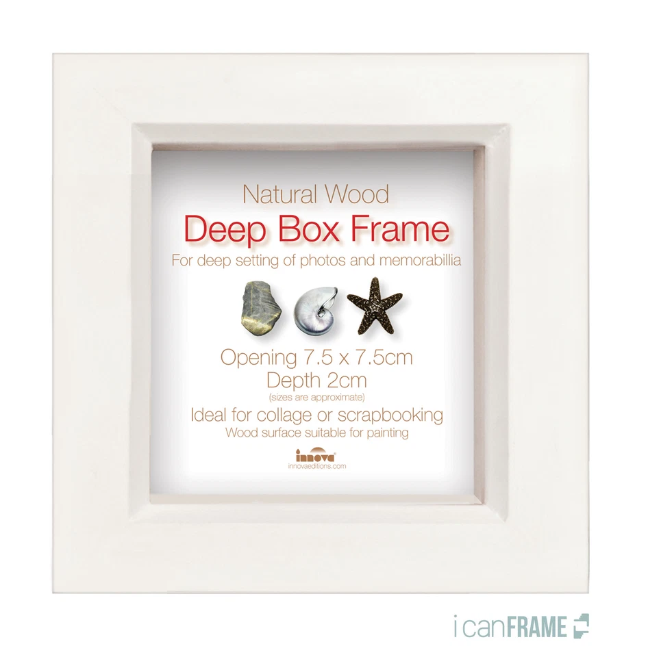 Innova Editions 3x3" White Deep Box Ombra Cornice per foto/foto (PI02369)