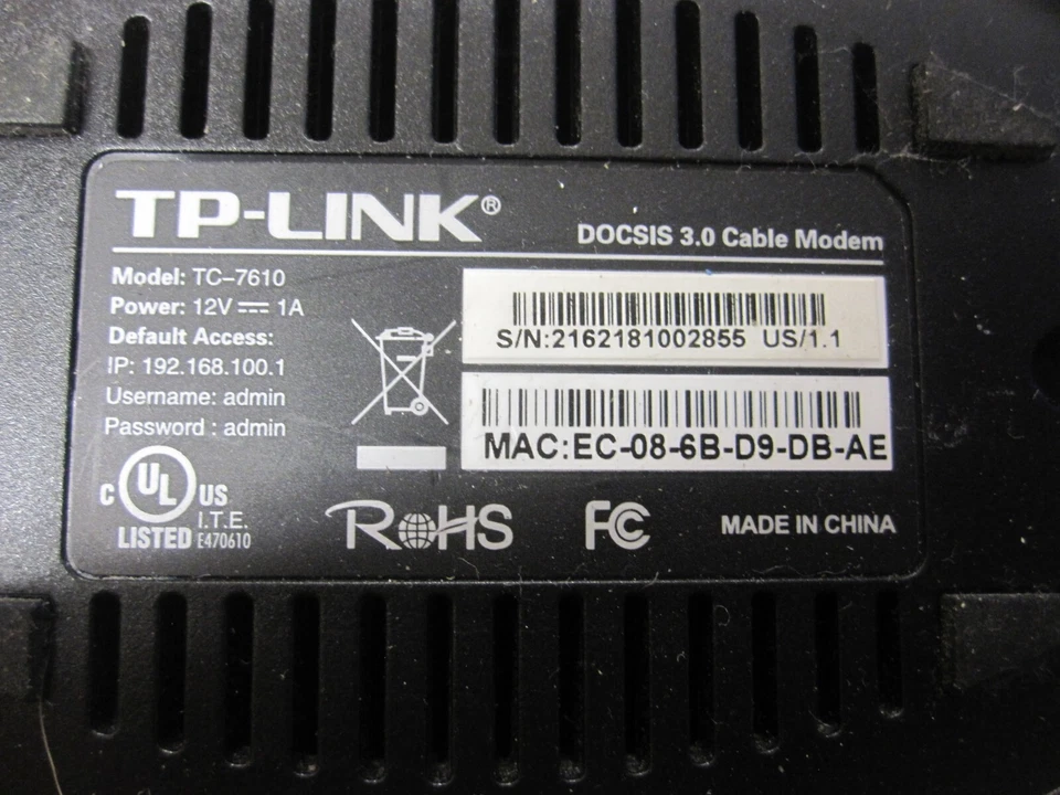 TP-Link TC-7610 300Mbps Wireless N DOCSIS 3.0 High Speed Cable Modem - Image 4 of 4