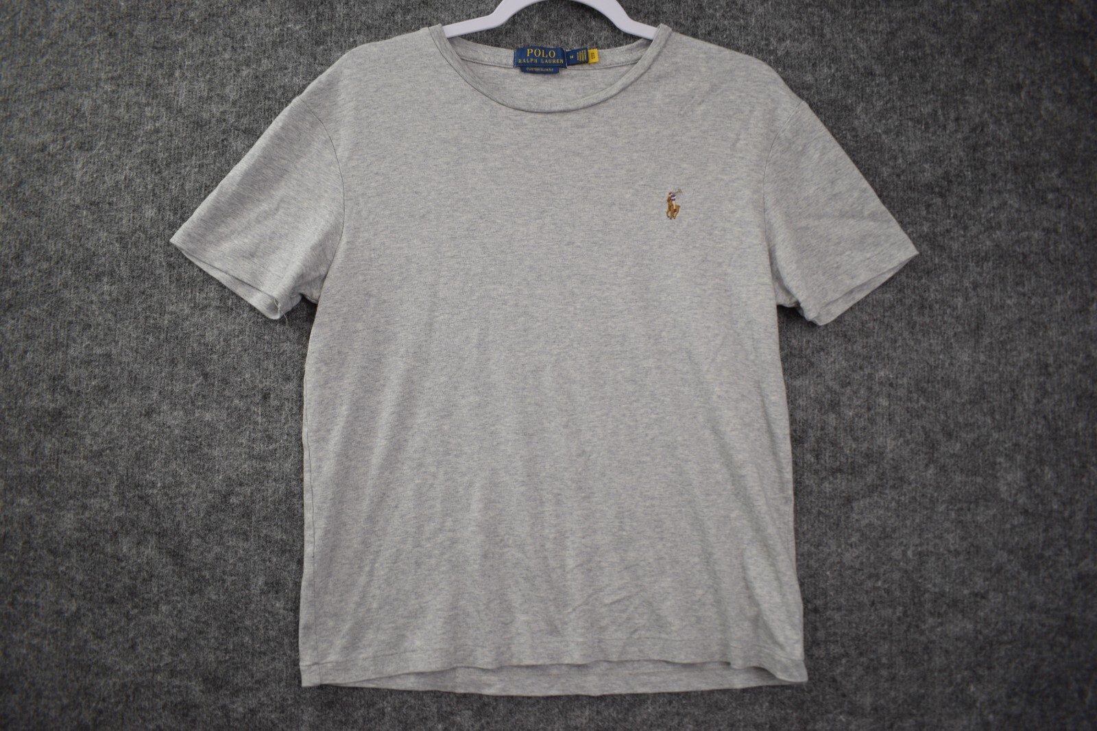 Polo Ralph Lauren T shirt ragazzi M personalizzata aderente grigio tricolore pony