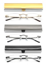 Gafas de lectura sin montura EYE ZOOM con estuche delgado para hombre y mujer, multicolor