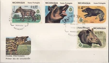 W NICARAGUA 1391-1394 FDC WILDLIFE PROTECTION SET FIRST DAY COVER