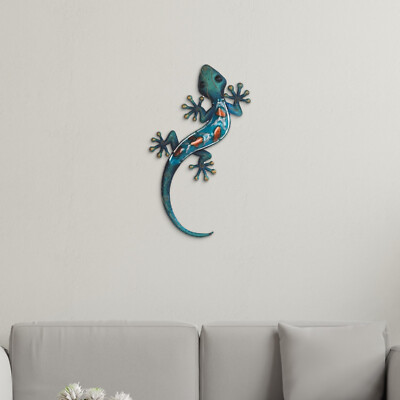 19''Long Blue Lizard Metal Wall Plaque Decor Ornament Home Decor Unique Gift