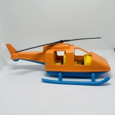 American Plastic Toys #0870 Helicopter Vehicle Toy Orange Yellow BLUE GREATSHAPE