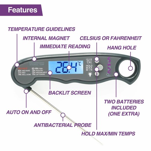 Kitchen Precision Digital Instant Read Meat Thermometer- Food Cooking: Graphite - Picture 3 of 7