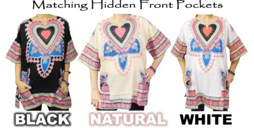 Womens Sweet Heart Dashiki Shirt AmericanDashiki 100% Cotton - Afbeelding 1 van 23