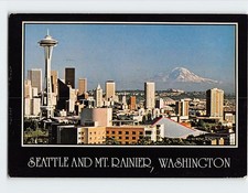 Postcard Mt. Rainier & Seattle Washington USA