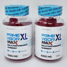 Prime Vigor XL Max 1050 mg Gummies, 60 Gummies per Bottle (2 Pack) Exp 06/2027