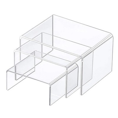 Clear acryl riser 3 '', 4'', 5 ''produkt vitrine einzelhandel stände set von 3