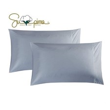 100 Supima Cotton 600 Thread Count Queen Pillowcase Set of 2, Luxury Hotel P...