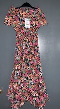 Next Size 6 Ladies Floral Print Off-shoulder Midi Dress New With Tags