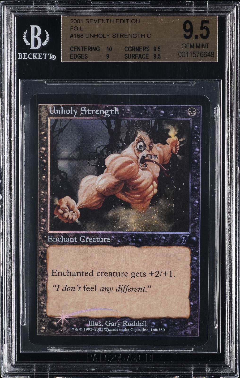 2001 MTG SEVENTH ED FOIL C UNHOLY STRENGTH BGS 9.5