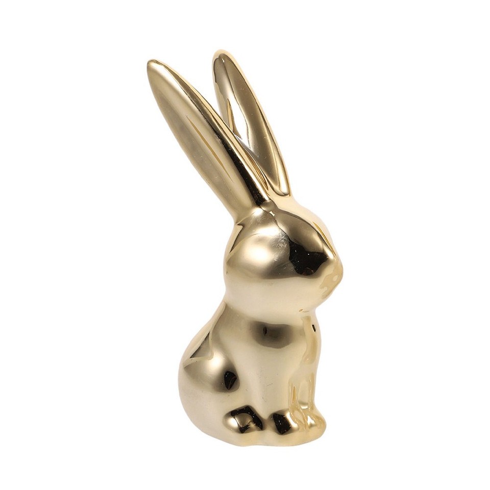 Red Ceramic Rabbit Ceramic Rabbit Statue Golden Decorative Figure for Desk and Shelf ...