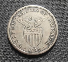 1909-S US-Philippines one peso silver coin