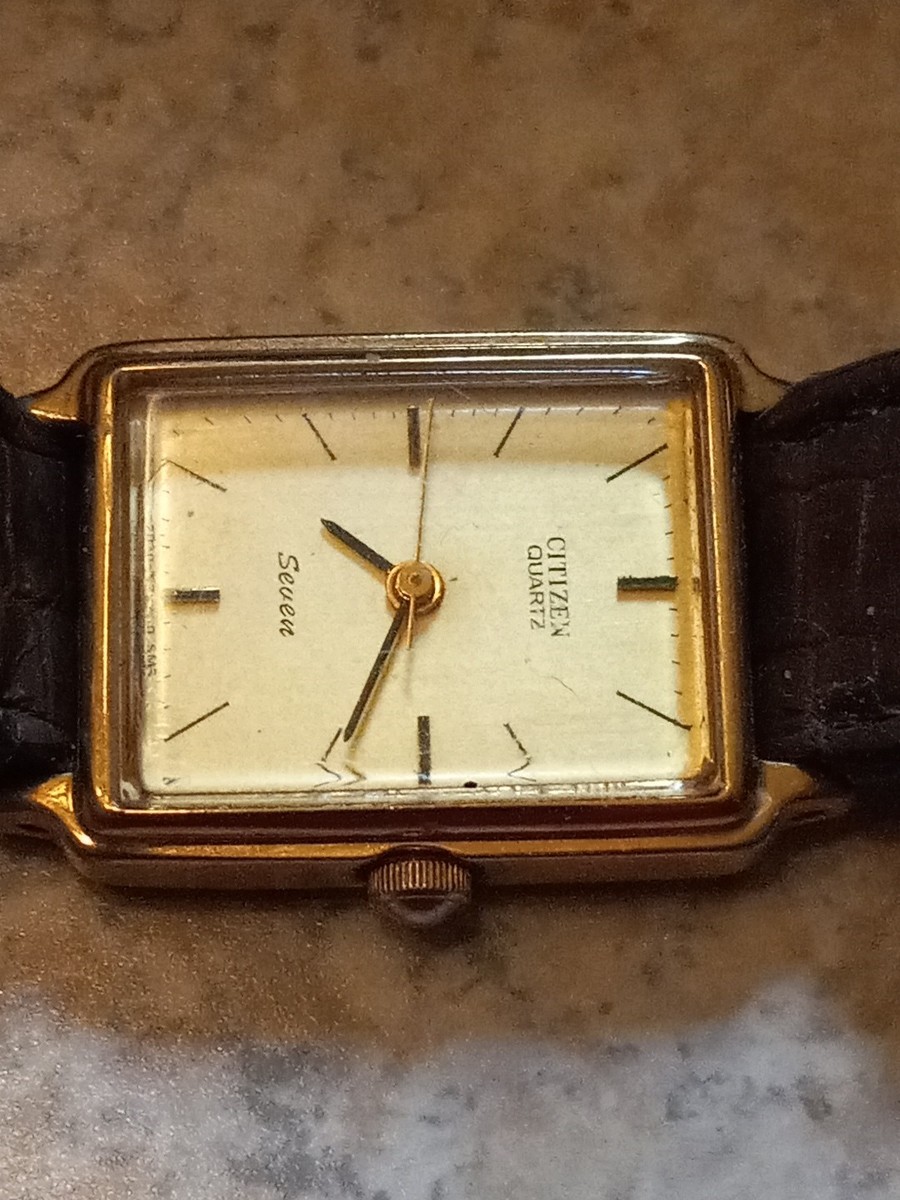 Vintage Citizen Seven Womans Square Face Watch Gold Tone Japan