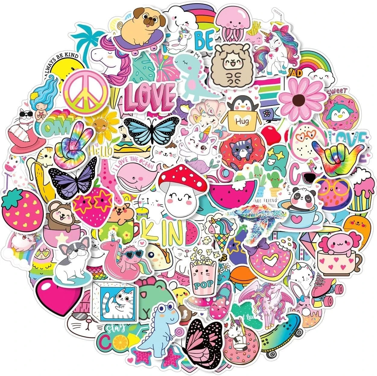 Stickers For Kids, 100 Pcs Waterproof Cute Fun Vinyl Sticker