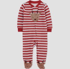 Carters Unisex Fleece Zip-Up Footie Sleep Pajamas Christmas Size - 3M