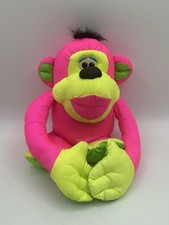 Fisher Price 1994 Puffalump Chattering Noise Neon Pink Green Monkey Plush WORKS