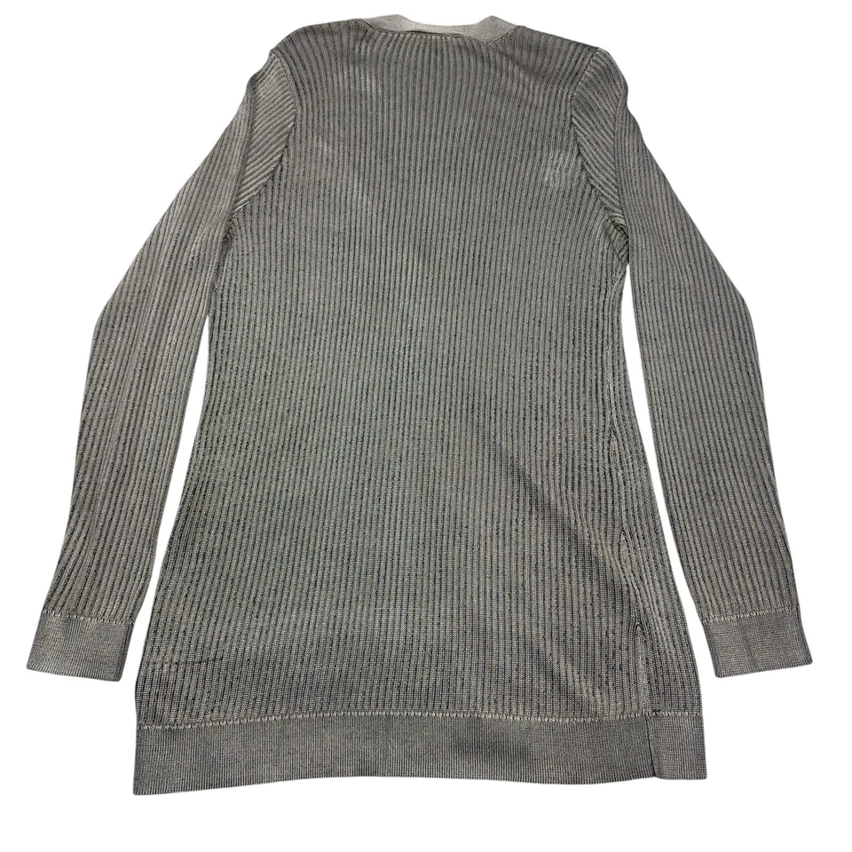 L’Agence Cardigan Sweater Womens Size XL Gray Metallic Ribbed Long Sleeve - Image 2 of 4