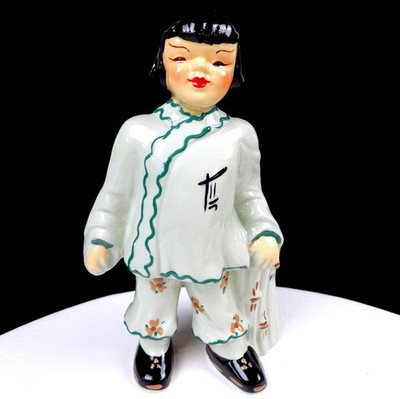 Florence Ceramics Calif Pottery Celedon Boy Standing 6 3/4 Planter Figurine 1942