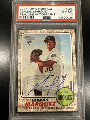 2017 Topps Heritage Real One Autograph German Marquez RC Auto PSA 10