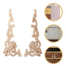4 Pcs Decorative Trim Molding Furniture Supplies Wood Unpainted Carved Applique