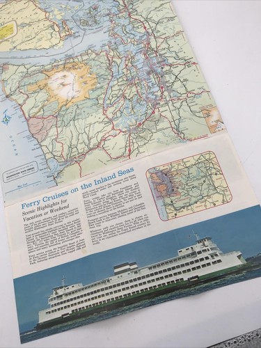 Map Washington State Ferries Scenic Guide and Vintage 1970 1973 Puget 2pc - 第 4/10 張圖片