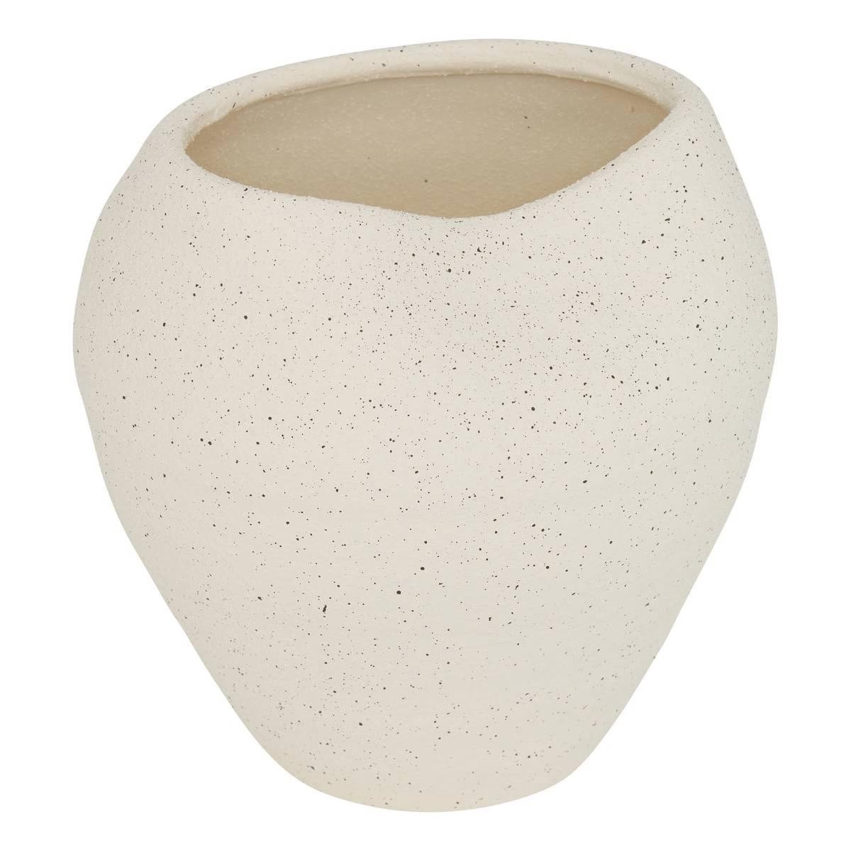 Vase céramique blanc design Sien 23cm, décoration fleur séchée contemporaine