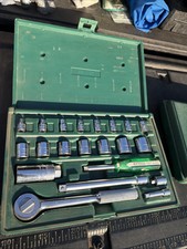 Rare Sk Dresser Tools Usa Nos 38 Drive Socket Ratchet Set 21pc Sae Green Case