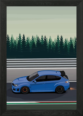 #ad #ad Blue Subaru on Race Track Framed Wall Art Poster Canvas Print Picture GBP 29.95