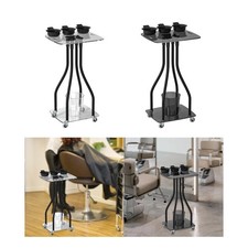 Salon Tray Cart on Wheels Transparent Work Station Salon Trolley