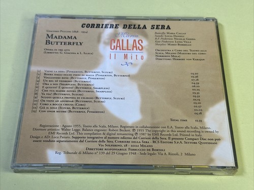 MARIA CALLAS IL MITO MADAMA BUTTERFLY - CD - AUDIO - Picture 2 of 2
