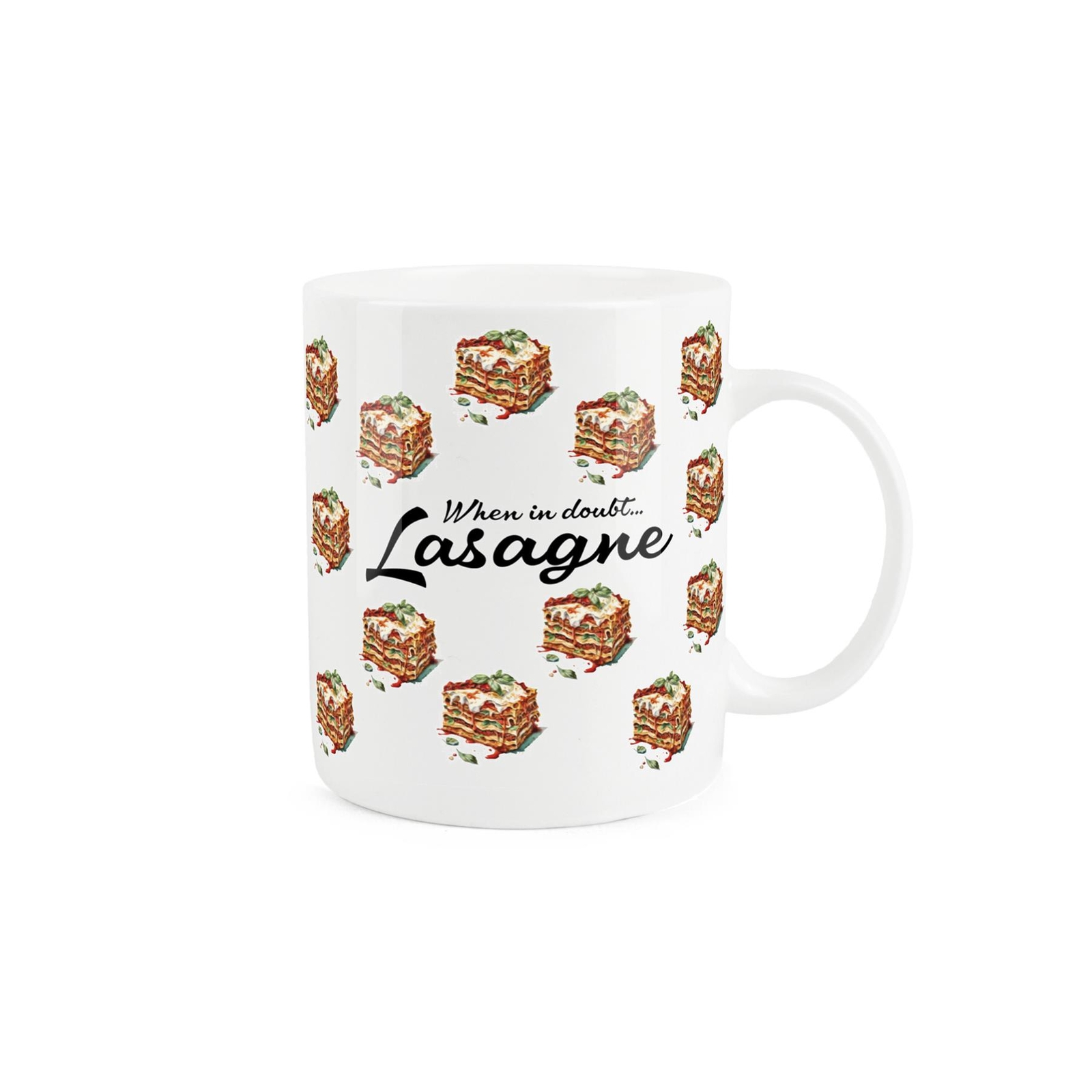 Novelty Lasagne Mug - When in Doubt Food Gift/Present - Bone China Cup