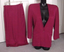 Vintage 80's 2pc Burgundy DeSiGnEr Career Suit- Jacket Pencil Skirt-Small
