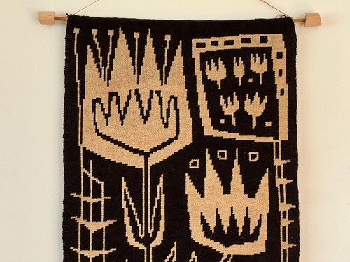 Tapisserie textile murale réversible scandinave moderne vintage milieu du siècle - Photo 6/21