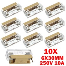 10x 250V10A Panel Mount For PCB Fuse Holder Case Transparent Cover 6x30mm US