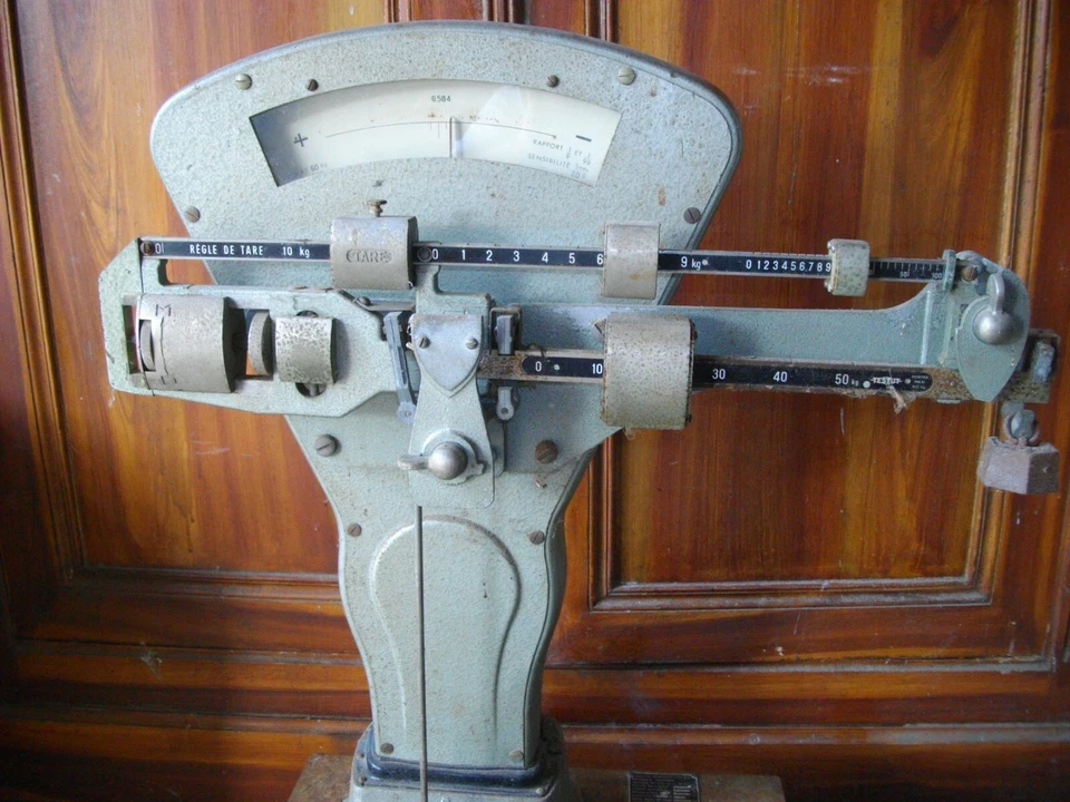 ancienne balance - bascule d’atelier + poids  - Photo 2/4