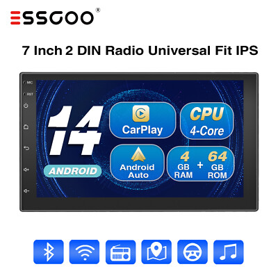 2 DIN 7'' Autoradio Android 14 Auto Carplay Bluetooth GPS NAVIGATION Wifi 4+64G