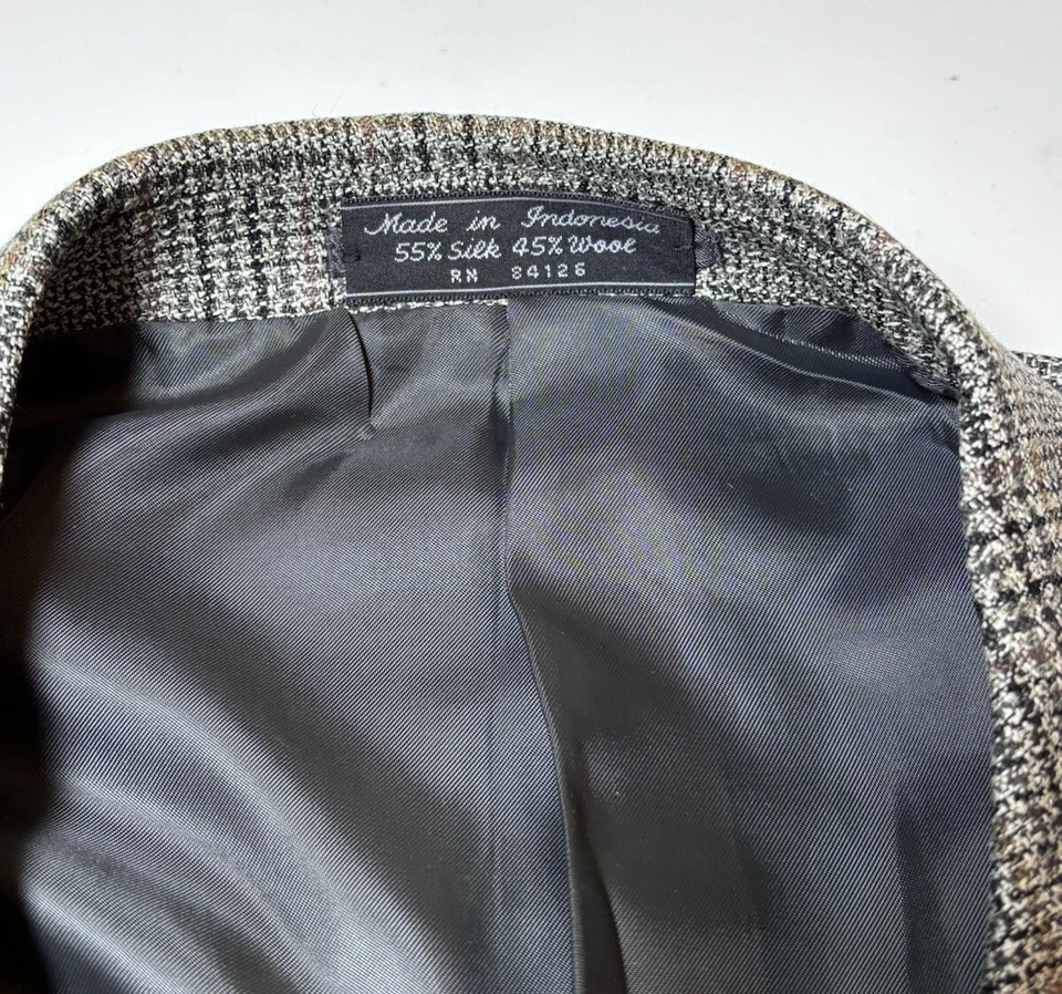 Abrigo Chaqueta Deportiva Jeffrey Banks Lana Seda 3 Botones Para Hombre Foto 2 de 4