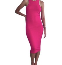 LEITH Women's Fuchsia Pink Bodycon Sleeveless Midi Dress Small NWT